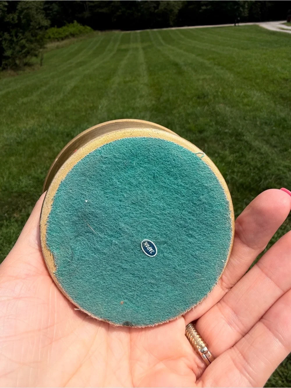 Vintage Candle Holder Fine Quality Japan Unique Ceramic Set Of 2 Green Felt